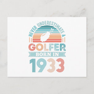 Carte Postale Golfeur né 1933 Golfing 90e anniversaire Cadeau pa