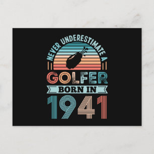 Carte Postale Golfeur né 1941 Golfing 80e anniversaire Cadeau pa