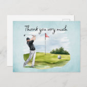 Carte Postale Golfeur sur le parcours de golf (Devant / Derrière)