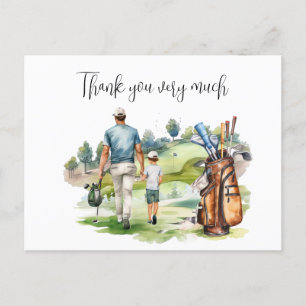Carte Postale Golfeur sur terrain de golf aquarelle pour papa