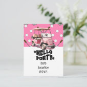 Carte Postale Golfeuse 40 ans avec chariot rose golfeuse (Debout devant)