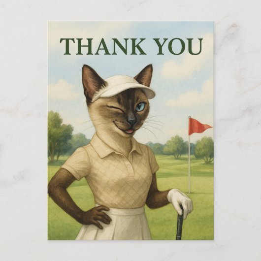 Carte Postale Golfeuse sur le parcours de golf Merci (Devant)