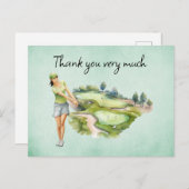 Carte Postale Golfeuse sur parcours de golf (Devant / Derrière)