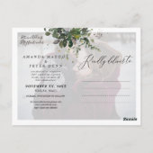 Carte Postale Gomme bleu rustique Eucalyptus, vert Sauvez la dat (Dos)