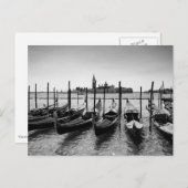 Carte Postale Gondolas à Venise en noir et blanc (Devant / Derrière)