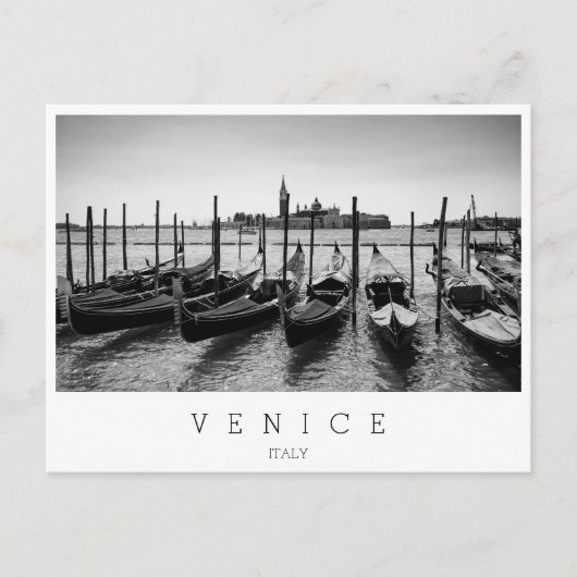 Carte Postale Gondolas à Venise en noir et blanc (Devant)