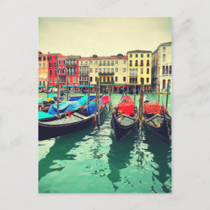 Carte Postale Gondolas Sur Grand Canal, Venise, Italie. Retro