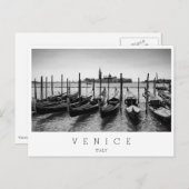 Carte Postale Gondoles à Venise en noir et blanc (Devant / Derrière)