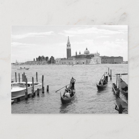 Carte Postale Gondolier noir et blanc à Venise (Devant)