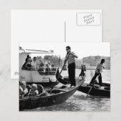 CARTE POSTALE GONDOLIERS DE VENISE EN NOIR ET BLANC (Devant / Derrière)