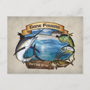 Carte Postale Gone Fishing - Ne me cherchez pas