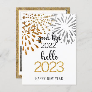 Carte Postale Good Bye 2022 Hello 2023 Festive d'affaires Firewo