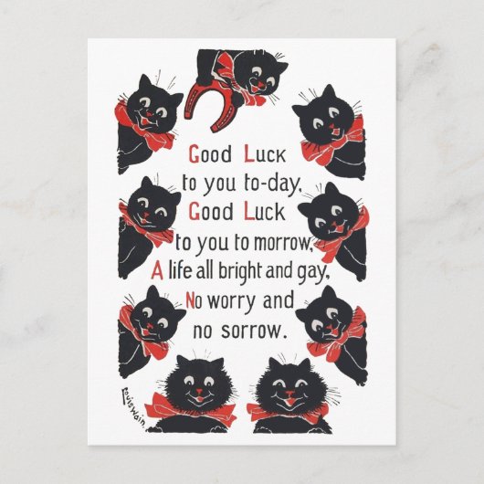Carte Postale Good Luck Cats, Louis Wain (Devant)