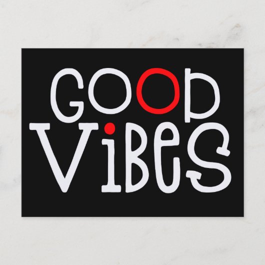 Carte Postale Good Vibes Bold Typographie Positif Blanc Rouge (Devant)