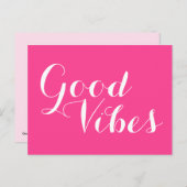 Carte Postale Good Vibes Français Fuchsia Magenta Couleurs modif (Devant / Derrière)