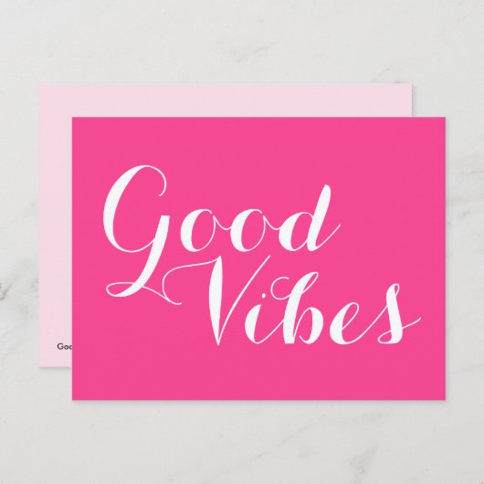Carte Postale Good Vibes Français Fuchsia Magenta Couleurs modif (Devant / Derrière)