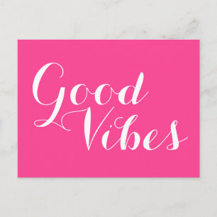 Carte Postale Good Vibes Français Fuchsia Magenta Couleurs modif