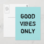 CARTE POSTALE GOOD VIBES SEULEMENT. (Devant / Derrière)