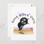 Carte Postale Good Vibes seulement avec Chouette curieuse (Devant / Derrière)
