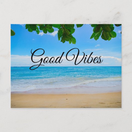 Carte Postale Good Vibes Tropical Beach Sable et mer (Devant)