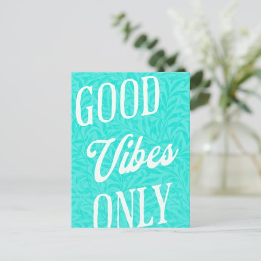 Carte Postale Good Vibes uniquement bleu et blanc (Debout devant)