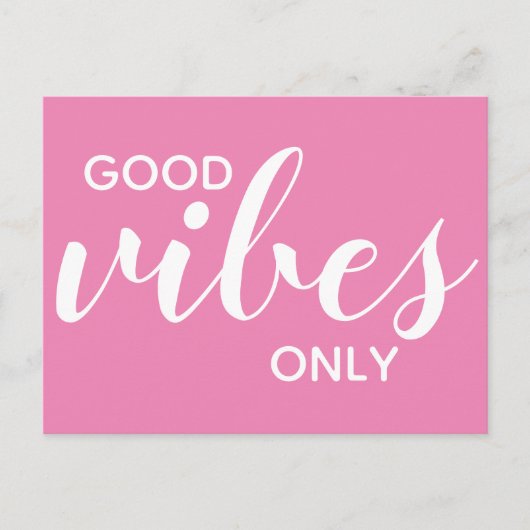 Carte Postale Good Vibes Uniquement Positivité Affirmation Rose (Devant)