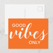 Carte Postale Good Vibes uniquement Positivity Affirmation Orang (Devant / Derrière)