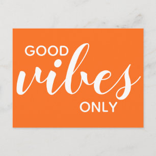 Carte Postale Good Vibes uniquement Positivity Affirmation Orang