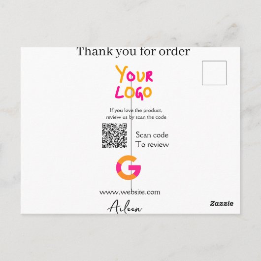 Carte Postale Google examen logo entreprise site Web scanner cod (Dos)