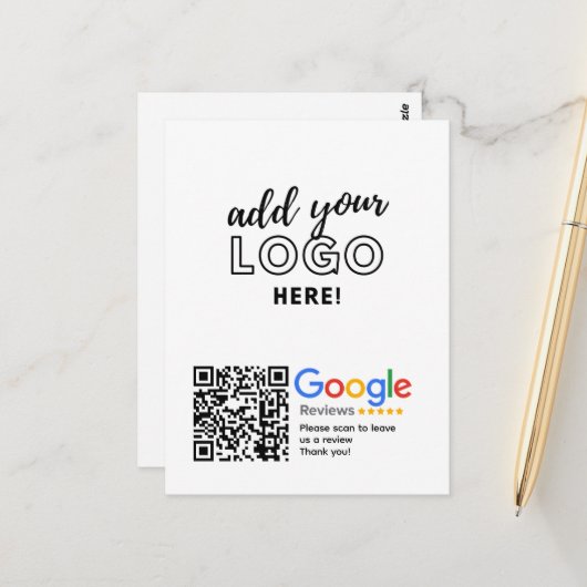 Carte Postale GOOGLE REVIEWS QR code personnalisé (Devant/Arrière en situation)