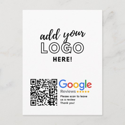 Carte Postale GOOGLE REVIEWS QR code personnalisé (Devant)