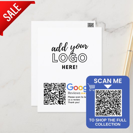 Carte Postale GOOGLE REVIEWS QR code personnalisé