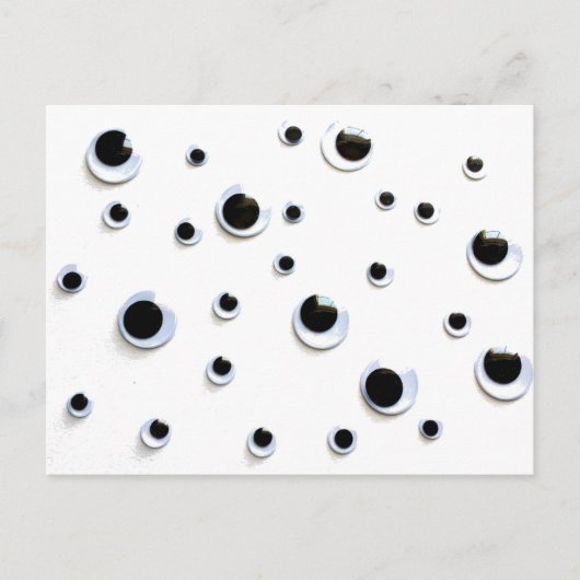 Carte Postale Googly Eyes noir et blanc Silly Humour amusant (Devant)