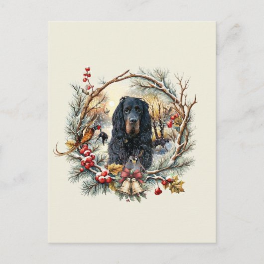 Carte Postale Gordon Setter Christmas Joy – Seasonal Dog Art (Devant)