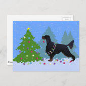 Carte Postale Gordon Setter décorant l'arbre dans le (Devant / Derrière)