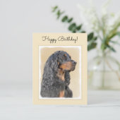 Carte Postale Gordon Setter Peinture - Joli art original chien (Debout devant)