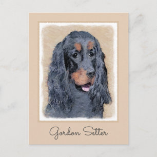 Carte Postale Gordon Setter Peinture - Joli art original chien