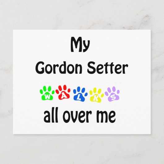 Carte Postale Gordon Setter Walks Design (Devant)