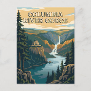 Carte Postale Gorge du fleuve Columbia Oregon Affiche Vintage Sc
