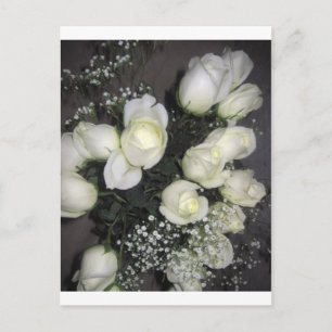 CARTE POSTALE GORGEANT BOUQUET DE ROSES BLANCHES