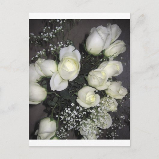 CARTE POSTALE GORGEANT BOUQUET DE ROSES BLANCHES (Devant)