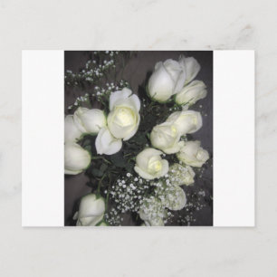 CARTE POSTALE GORGEANT BOUQUET DE ROSES BLANCHES