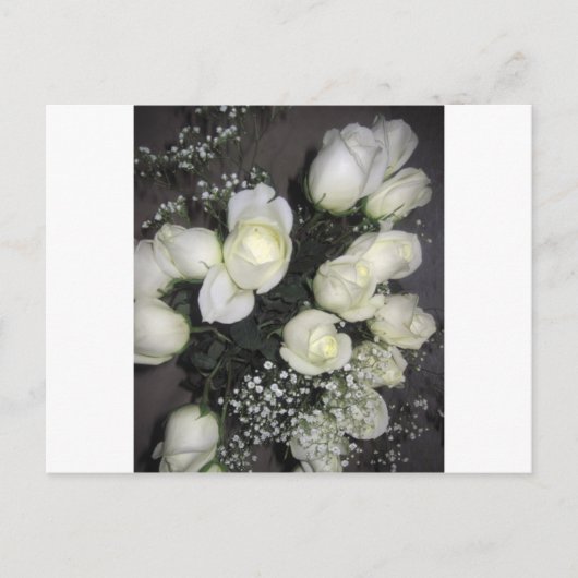 CARTE POSTALE GORGEANT BOUQUET DE ROSES BLANCHES (Devant)