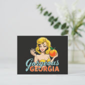 Carte Postale Gorgeous Georgia Peach - Retro Pin-Up Art (Debout devant)
