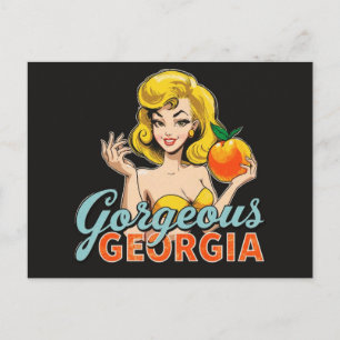 Carte Postale Gorgeous Georgia Peach - Retro Pin-Up Art