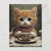 Carte Postale Gorgeous Kitty in Pink Pearls at Tea (Devant)