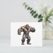 Carte Postale Gorilla Bodybuilder Pop Art Cartoon Drawing (Debout devant)