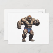 Carte Postale Gorilla Bodybuilder Pop Art Cartoon Drawing (Devant / Derrière)