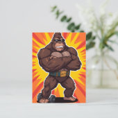 Carte Postale Gorilla Bodybuilder Weight Lifter Pop Art Cartoon (Debout devant)