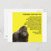 Carte Postale Gorilla Design - Poème Frère (Devant / Derrière)